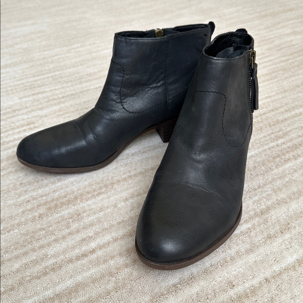 EUC Lucky Brand Blandre Ankle Boots Booties Leather Black Size 8.5